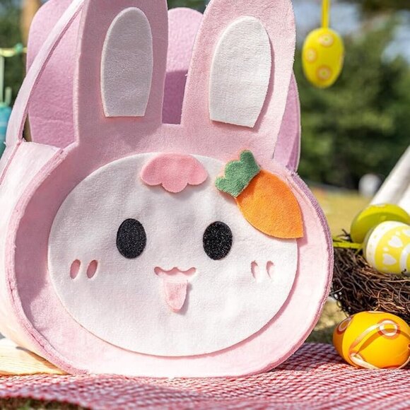 Easter Bunny Basket - Rabbit Bucket Tote for Easter Egg Hunts - Picture 2 of 5